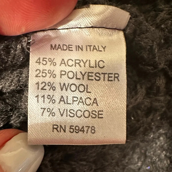 ELSAMANDA Anthropologie ITALIAN Gray Popcorn Knit WOOL ALPACA SM Sparkle Sequin - Picture 4 of 11